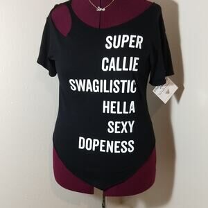Super Callie Swagalistic Hella Sexy Graphic Tee S shredded cold shoulder punk
